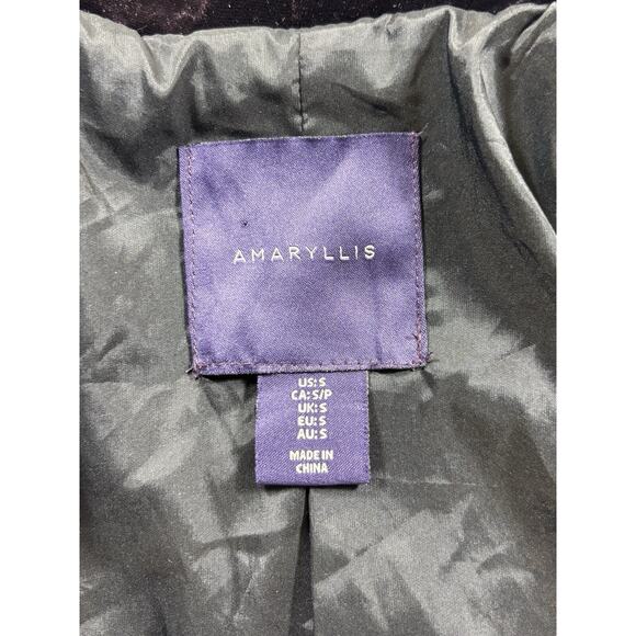 Amaryllis Anthropologie Spencer Velvet Smoking Jacket Blazer Dark Purple Small - Picture 3 of 12